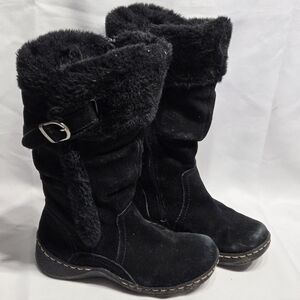 Women's size 5.5 Bare Traps Faux Fur Calf High Winer Boots Good Condition Black